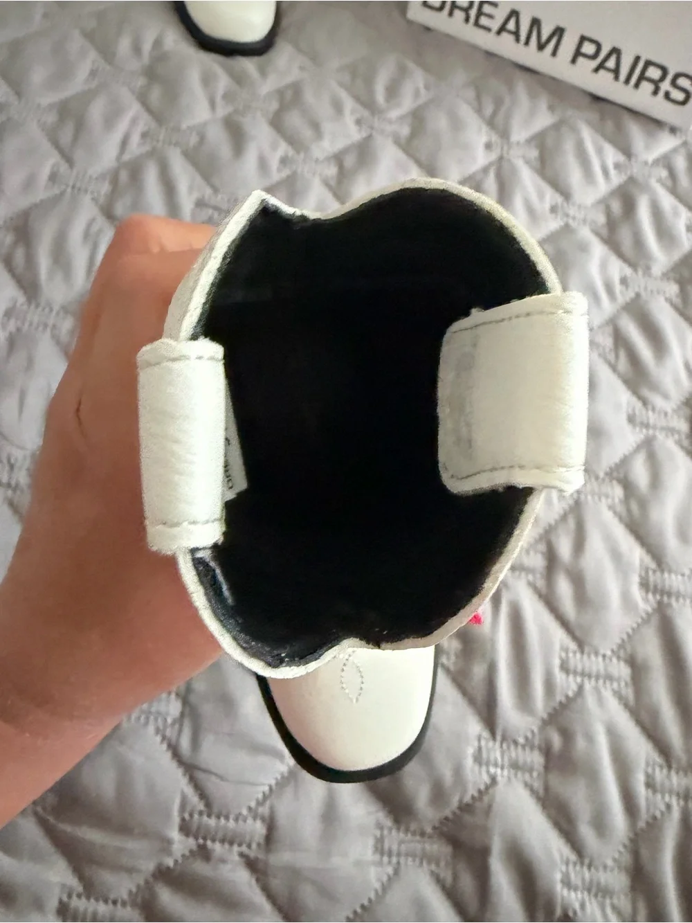 Dream Pairs White Western Ankle Boots with Black Soles